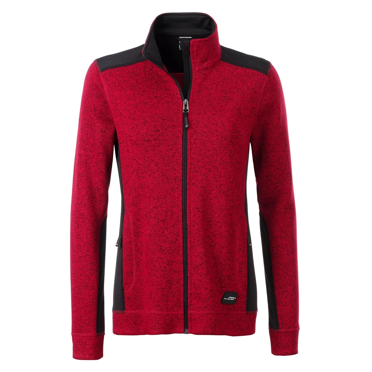 Damen Workwear Strickfleece Jacke - Strong JN861 · red melange/black