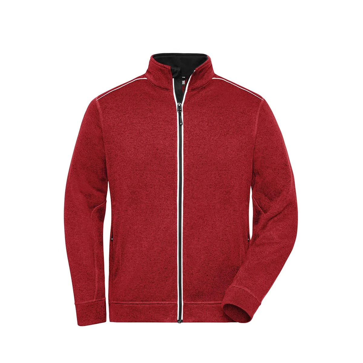Herren Workwear Strickfleece Jacke - Solid JN898 · red melange/black